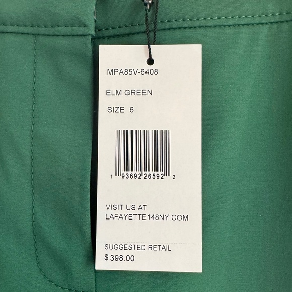 NWT LAFAYETTE 148 BI-STRETCH STEP HEM MANHATTAN PANT ELM GREEN SIZE 6 - $398 - Picture 5 of 7